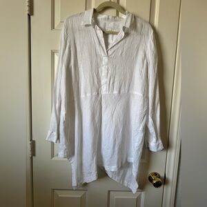 NWT J.Jill Women's White Linen Tunic Shirt - Casual Relaxed Fit